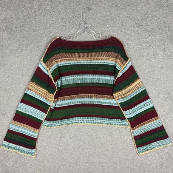 So Sweatshirt Women’s Juniors Large Multicolor Star Cropped Flare Sleeves Fun - Picture 3 of 12